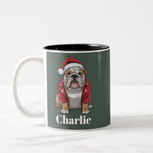 Tasse 2 Couleurs Nom personnalisé Bulldog anglais Chien Noël 