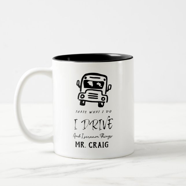 Tasse 2 Couleurs Nom personnalisé Cadeau de chauffeur de bus scolai (Gauche)