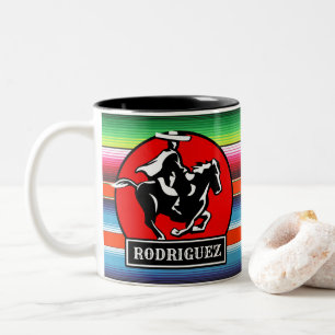 Tasse 2 Couleurs Nom personnalisé Charro Horse Espagnol Serape Mexi
