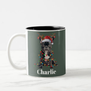 Tasse 2 Couleurs Nom personnalisé Chien de taule français de Noël