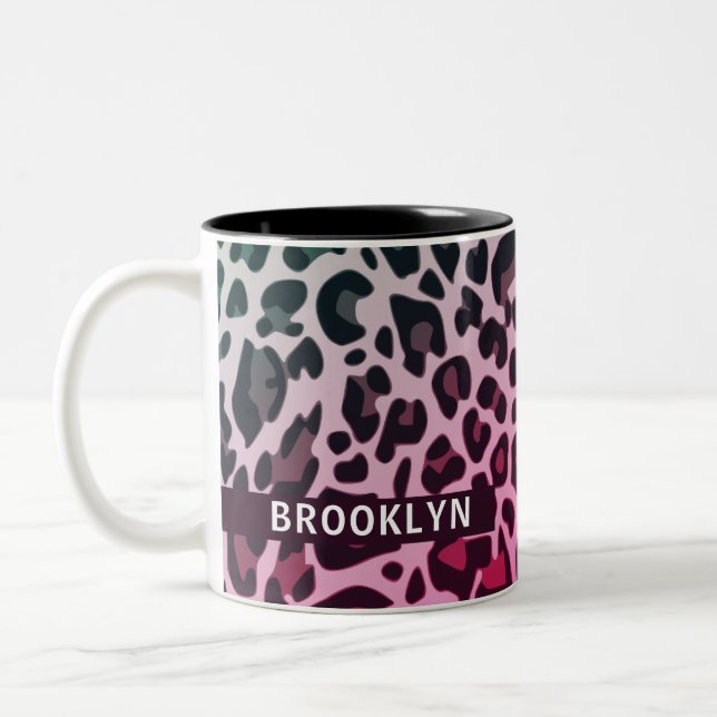 Tasse 2 Couleurs Nom personnalisé Classic Empreinte de léopard Desi (Gauche)