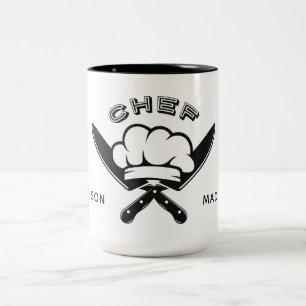 Tasse 2 Couleurs Nom personnalisé Coups de logo Chef
