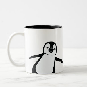Tasse 2 Couleurs Nom personnalisé Cute Peeking Penguin Holiday