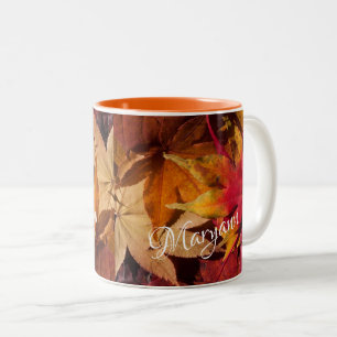 Tasse 2 Couleurs Nom personnalisé de feuille d'automne