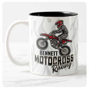 Tasse 2 Couleurs Nom personnalisé Dirt Vélo Rider Motocross Racing