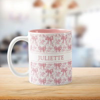 Nom personnalisé Elegant Vintage Floral Blush Bows