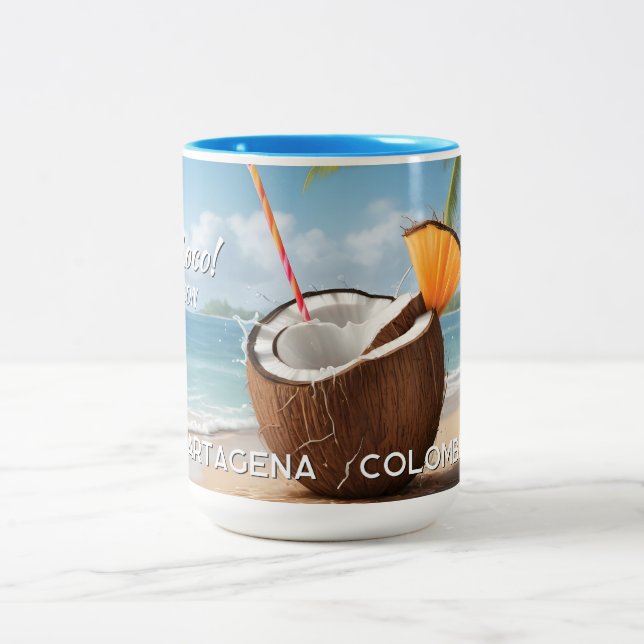Tasse 2 Couleurs Nom personnalisé & emplacement Coco Loco (Centre)