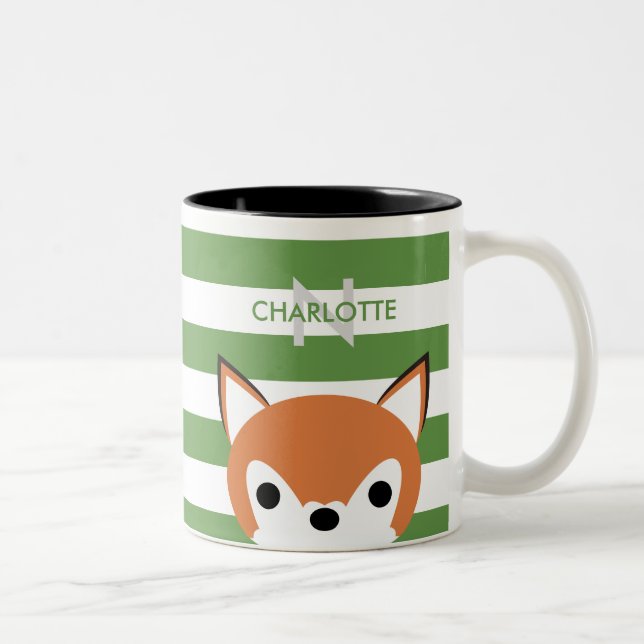 Tasse 2 Couleurs Nom personnalisé et initiale de la chaîne (Droit)
