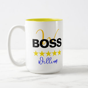 Tasse 2 Couleurs Nom personnalisé et monogramme initial   Boss pers