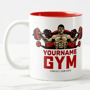 Tasse 2 Couleurs NOM personnalisé Fitness Accueil GYM Poids Lifting