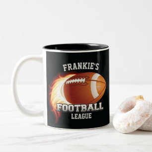 Tasse 2 Couleurs NOM PERSONNALISÉ Flames de football américain Spor