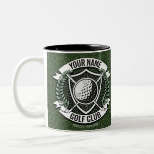 Tasse 2 Couleurs NOM personnalisé Golfer Golf Club Turf Clubhouse