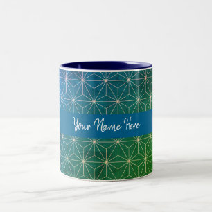 Tasse 2 Couleurs Nom personnalisé Greenleaf Laser Vert bleu