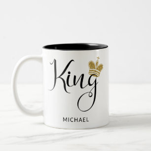 Tasse 2 Couleurs Nom personnalisé King avec Couronne Parties scint