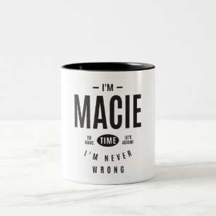 Tasse 2 Couleurs Nom personnalisé Macie