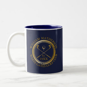 Tasse 2 Couleurs Nom Personnalisé Marine Blue And Gold Golf Club