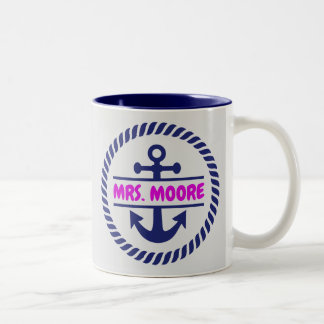 Tasse 2 Couleurs Nom personnalisé nautique mer mer mer yacht