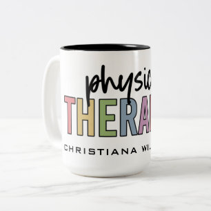 Tasse 2 Couleurs Nom personnalisé physiothérapeute PT cadeaux