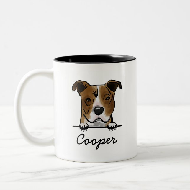 Tasse 2 Couleurs Nom personnalisé Pitbull (Gauche)