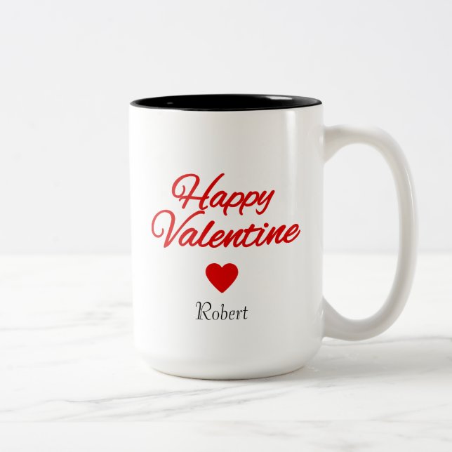 Tasse 2 Couleurs Nom personnalisé Saint-Valentin  (Droit)