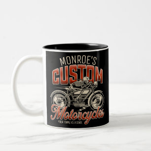 Tasse 2 Couleurs Nom personnalisé Skeleton Motorcycle Boutique