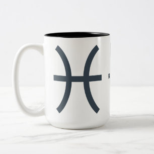 Tasse 2 Couleurs Nom personnalisé / Texte Zodiac Signes Poissons