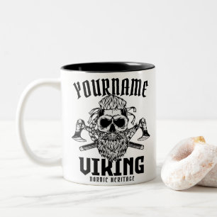 Tasse 2 Couleurs NOM personnalisé Viking Nordic Warrior Heritage