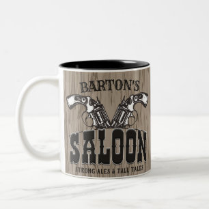 Tasse 2 Couleurs NOM PERSONNALISÉ Wild West Gun Revolver Saloon