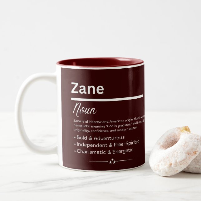 Tasse 2 Couleurs Nom personnalisé Zane (Avec donut)