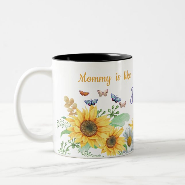 Tasse 2 Couleurs Nom personnel tournesol printemps (Gauche)