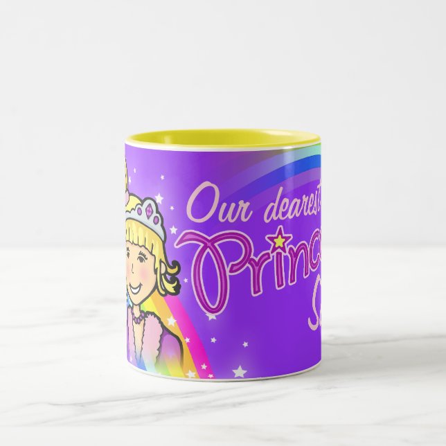 Tasse 2 Couleurs Nom princesse filles arc-en-ciel mauve muette (Centre)