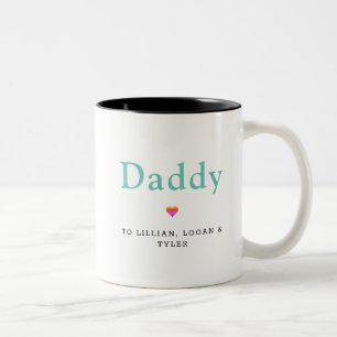 Tasse 2 Couleurs Noms des enfants pour la fête des pères moderne Pa