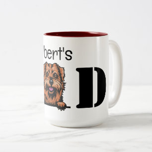 Tasse 2 Couleurs Norfolk Terrier Peeking papa personnalisé