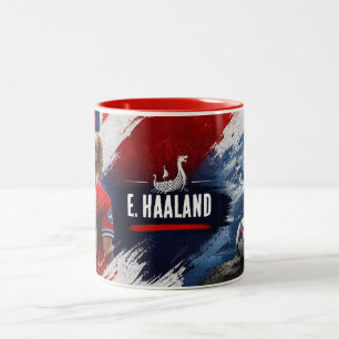 Tasse 2 Couleurs Norvège Nom d'anniversaire de fan de football