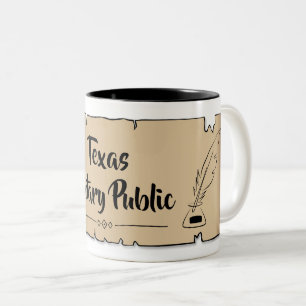 Tasse 2 Couleurs Notaire public du Texas plume à encre en forme de