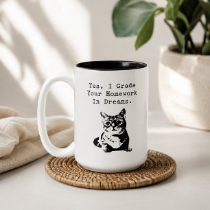 Tasse 2 Couleurs Noter les devoirs dans les rêves Vie d'enseignant