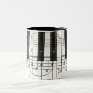 Tasse 2 Couleurs Notes de clavier et de musique de piano