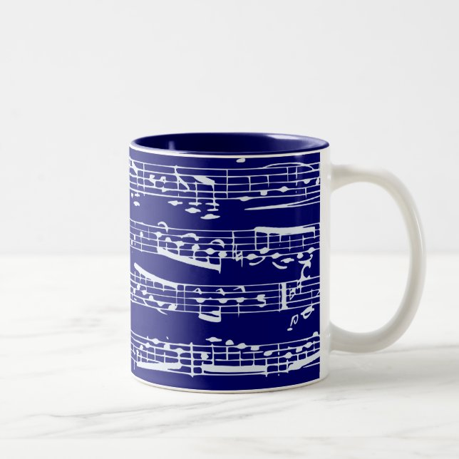 Tasse 2 Couleurs Notes de musique de bleu marine (Droit)