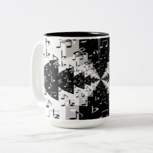 Tasse 2 Couleurs Notes de musique Echo noir et blanc