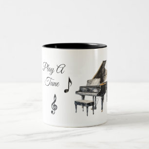 Tasse 2 Couleurs Notes de musique noire Piano