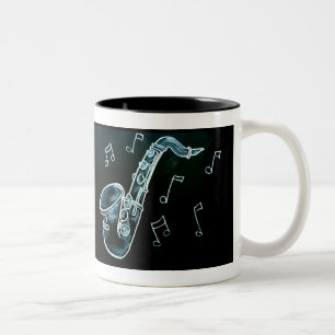 Tasse 2 Couleurs Notes de saxophone et de musique