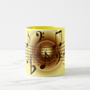Tasse 2 Couleurs Notes musicales élégantes