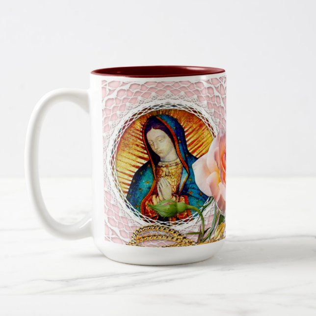 Tasse 2 Couleurs Notre-Dame de Guadalupe Vierge Marie Rose rose (Gauche)