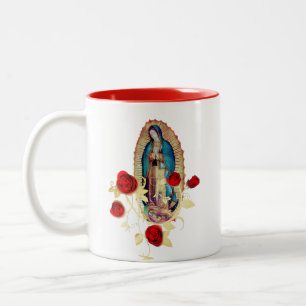 Tasse 2 Couleurs Notre-Dame de Guadalupe Vierge Marie Roses rouges