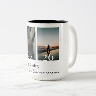 Tasse 2 Couleurs Notre histoire d'amour Collage de photos à date pe
