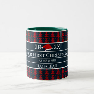 Tasse 2 Couleurs Notre premier Noël en tant que M. et Mme Couple Ne