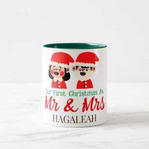 Tasse 2 Couleurs Notre premier Noël en tant que M. et Mme jeune mar