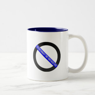 Tasse 2 Couleurs N'oubliez jamais la ligne bleue mince et le bouton