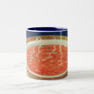 Tasse 2 Couleurs Nourriture vintage, bol chaud de soupe de tomates 
