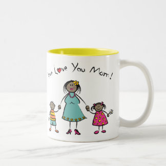 Tasse 2 Couleurs Nous t'aimons Maman Cartoon Famille Bonne fête des